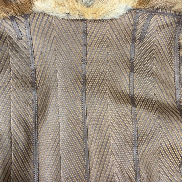 Vintage Mid Century Custom Reversible Fox Fur & Chevron Leather Full Length Coat - Picture 7 of 11